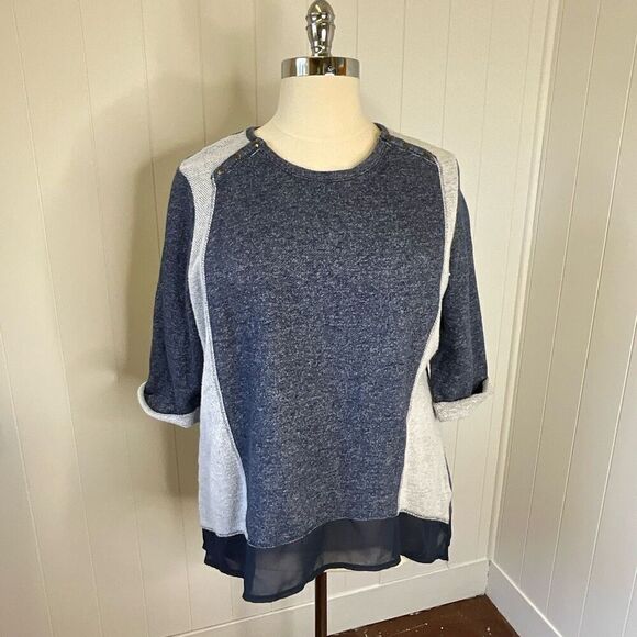 Style & Co Womens 3X Pullover Sweater Blue Gray Hi Low Long Sleeves Crewneck - Picture 1 of 15